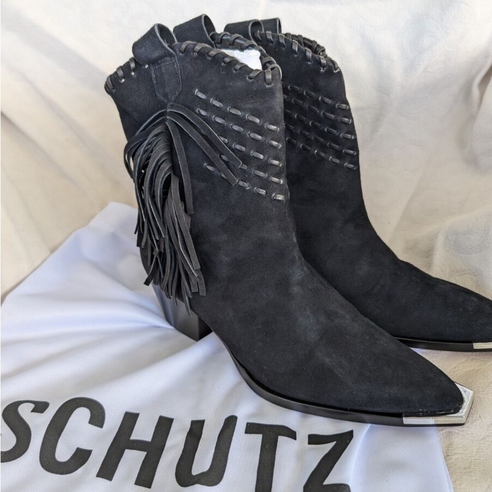 Schutz Alexxa Western Bootie Boots Women’s Size 10 NWB Black